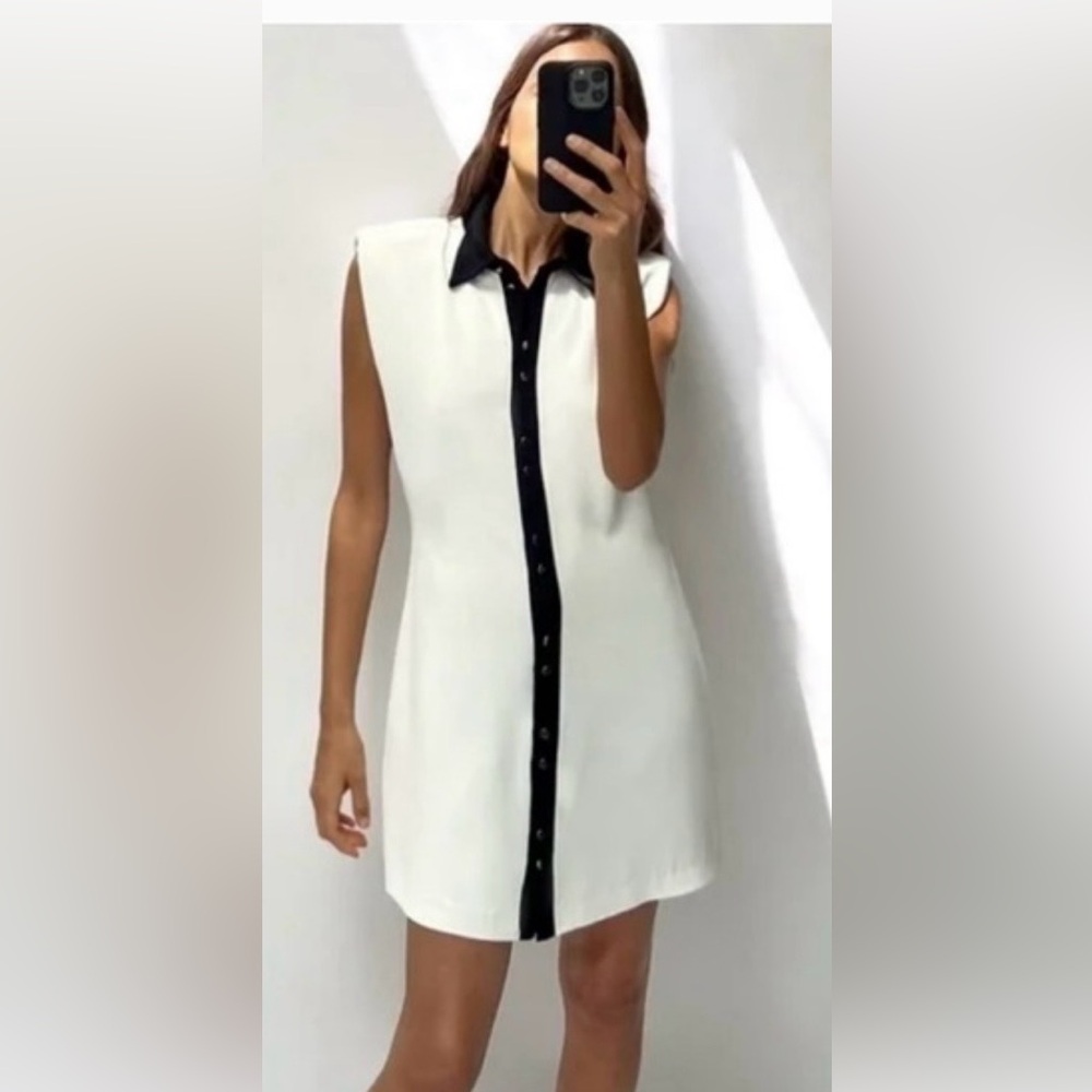 Zara Black and White Contrast Mini Dress